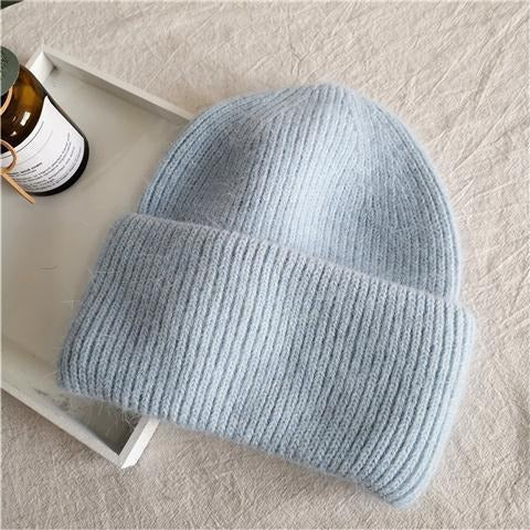 Rabbit Hair Hat Female Winter Ear Protection Warm Fashion Magnanimous Plush Knitted Wool Cap New Cold Cap