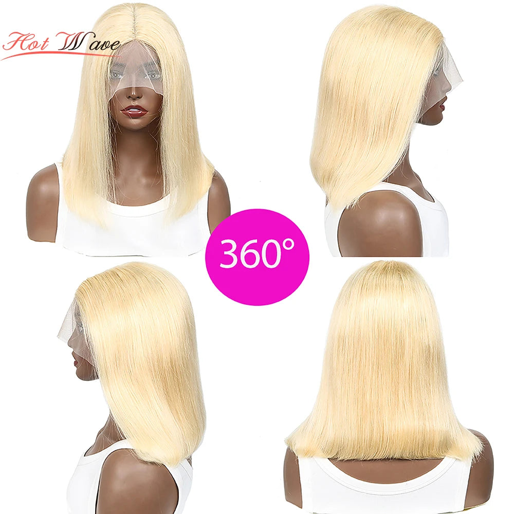 613 Blonde Bob Wig Human hair 180 Density T-Part Blonde Lace Front Wigs Human Hair Pre Plucked With Straight Short Bob Wig