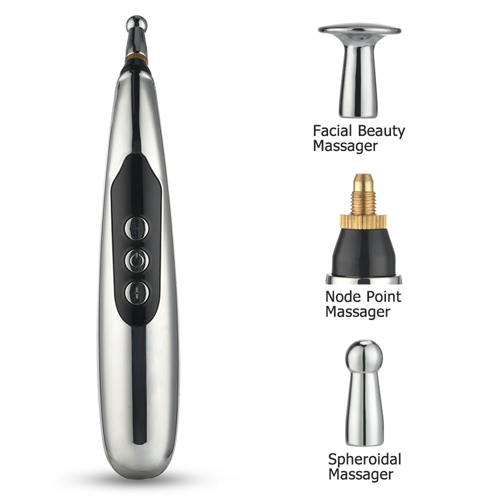 Rechargeable Acupoint Massage Pen 5-Head Meridian Pen Massager Magnetic Therapy Pain Relief Massager