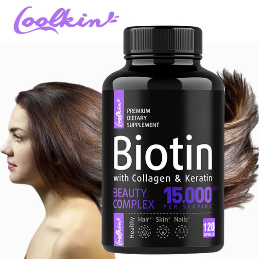 Biotin Collagen Capsules - Helps Enhance Healthy Hair, Skin, Nails, Antioxidant - 120 Capsules