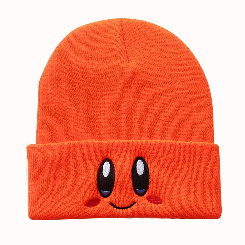 Men And Women Cute Smiling Face Eyes Hoshi Embroidered Knitted Hat Warm Hood Student Head Winter Wool Hat