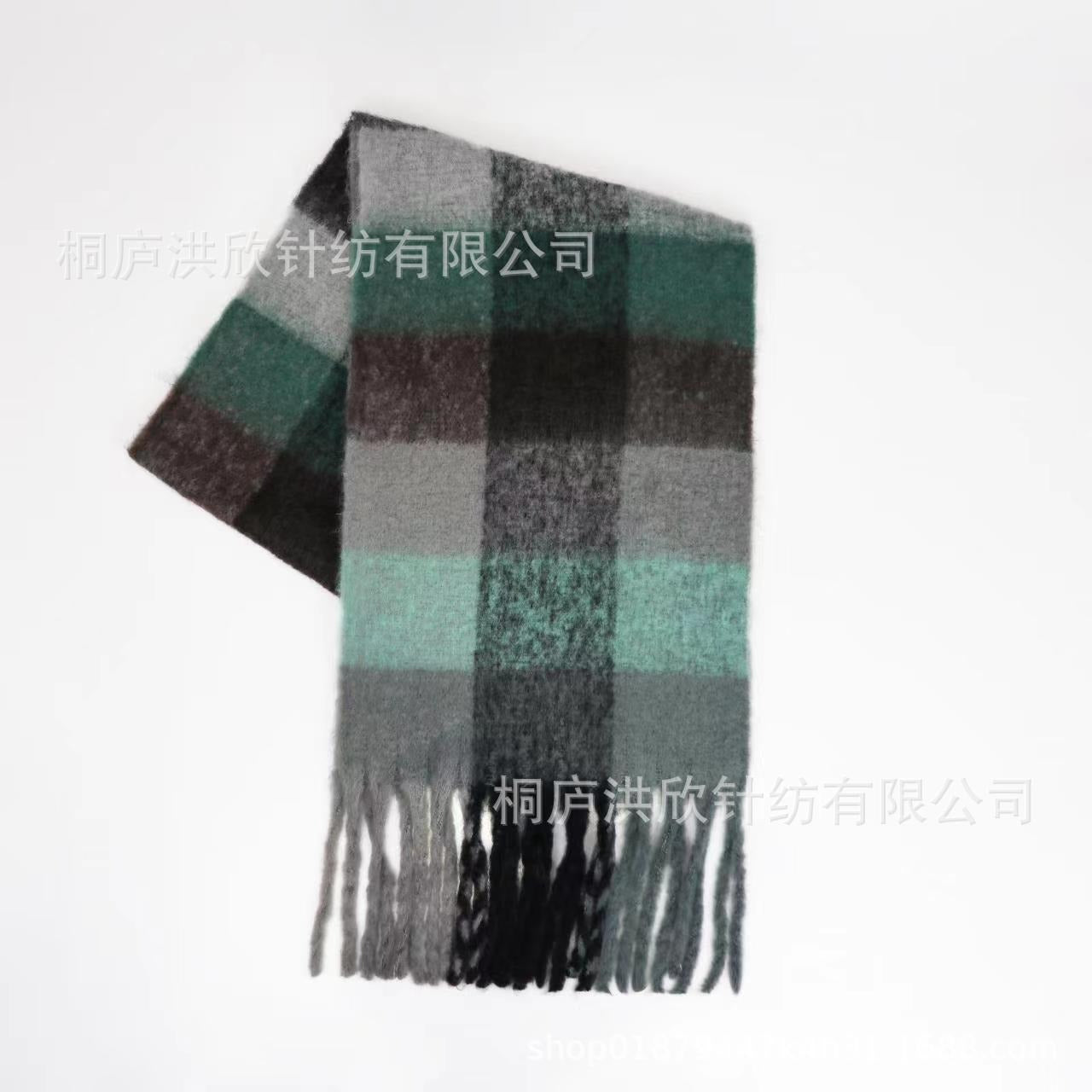 Men's and Women's Autumn and Winter Fashion Warm Rainbow Plaid Shawl Versatile Tassel Scarf