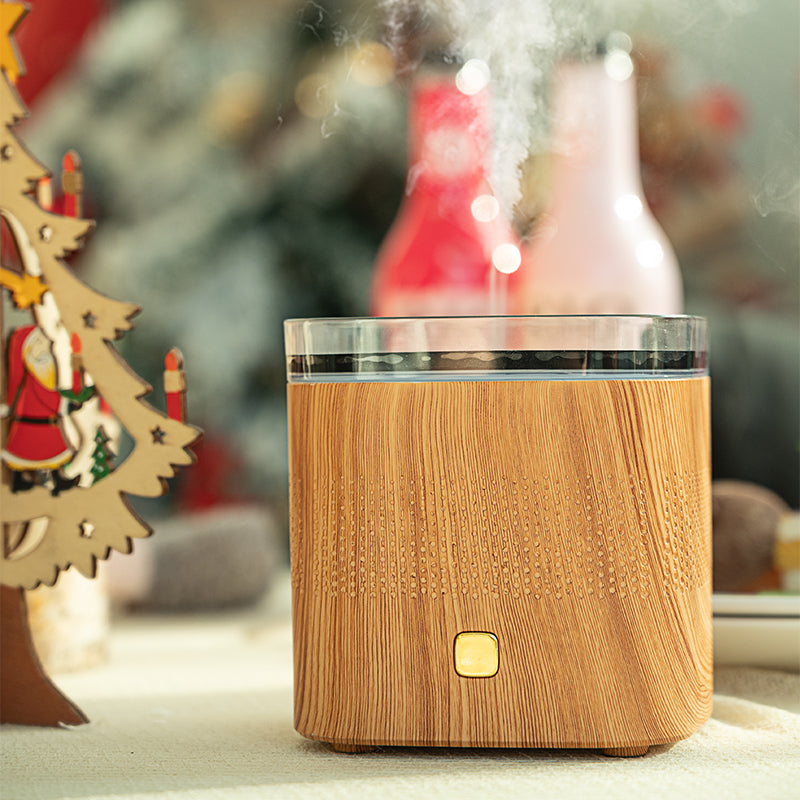 Kreativer Holzmaserung-Luftbefeuchter für Zuhause und Büro, Ultraschall, automatische Duftzerstäubung, ätherisches Öl, L18 Mini-Aroma-Diffusor 