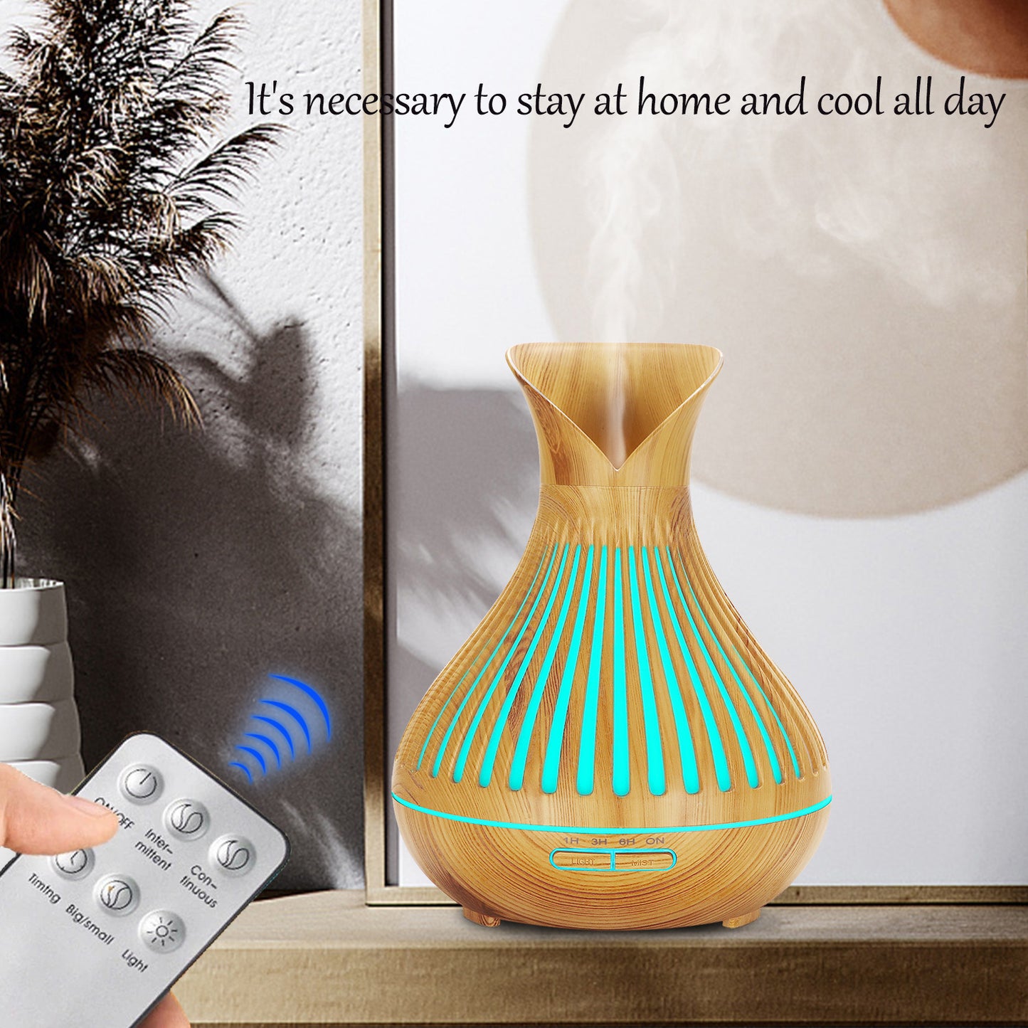 New Aroma Diffuser 500ml Wood Grain Humidifier Home Hollow Vase Humidifier Large Petal Aroma Diffuser