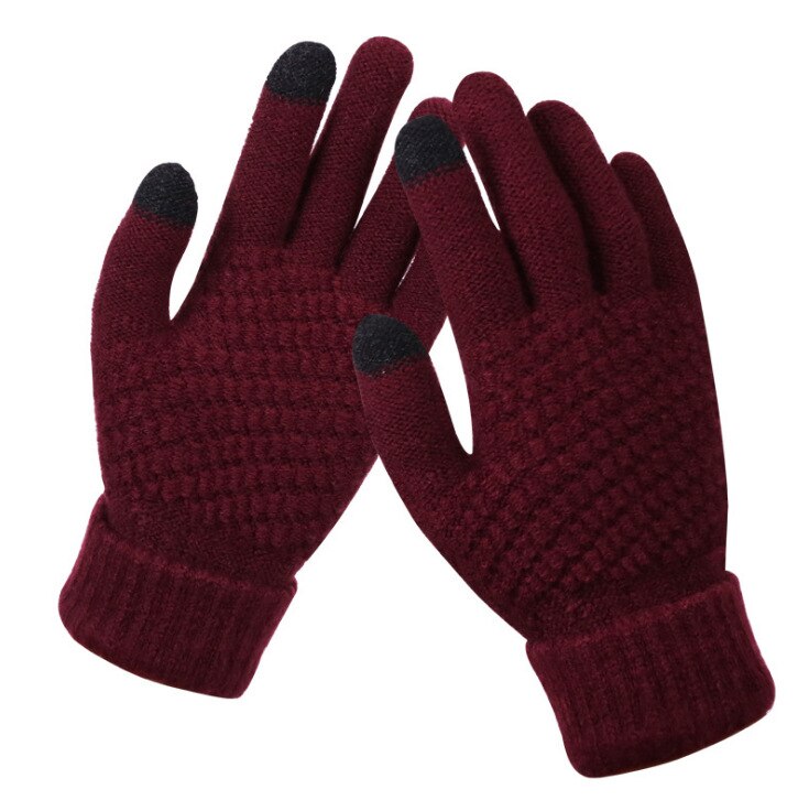 Winter Touch Screen Gloves Women Men Warm Stretch Knit Mittens Imitation Wool Full Finger Guantes Female Crochet Luvas Thicken