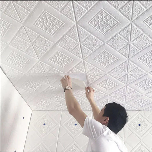 1Pcs 70*70cm Wall Decor Wallpaper Foam Self-Adhesive Ceiling 3D Brick Waterproof Home Decoration Stickers