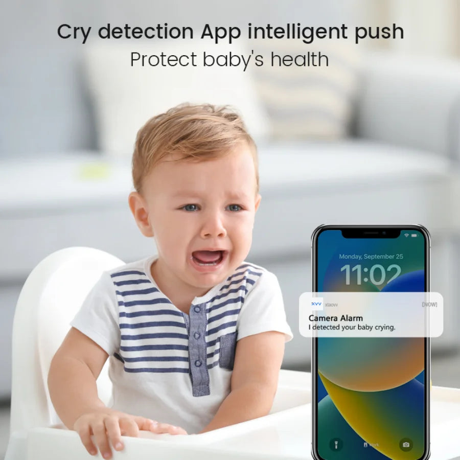 Xiaovv 2K Smart Baby Monitor Night Vision Two Way Audio Talk Crying Detection Baby Nanny Security Camera