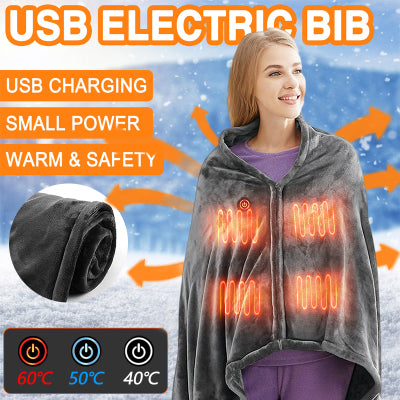 Electric Outer Shawl Blanket Coral Velvet Warm Wrap Cape Cloak USB Charging Heating Blanket Cold Insulation Blanket