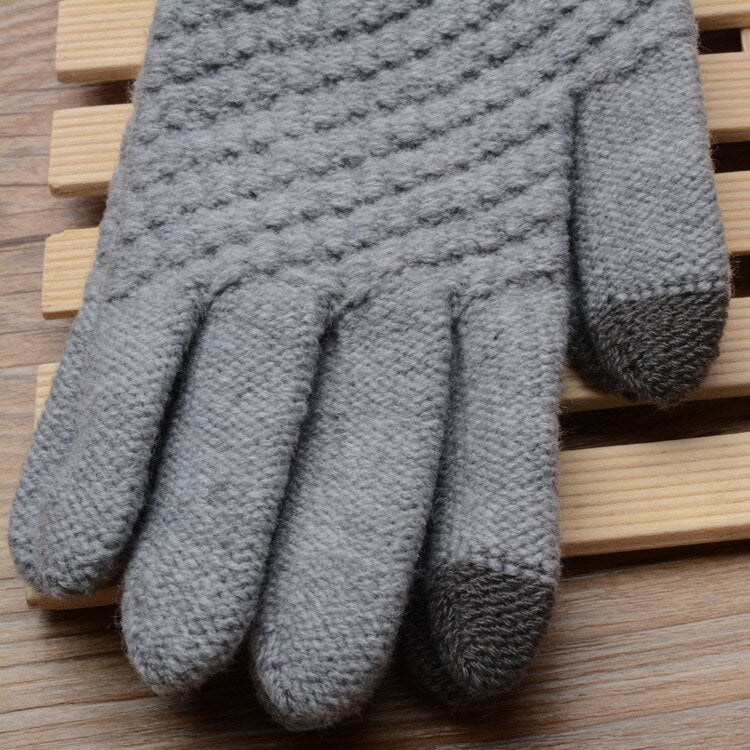 Winter Touch Screen Gloves Women Men Warm Stretch Knit Mittens Imitation Wool Full Finger Guantes Female Crochet Luvas Thicken