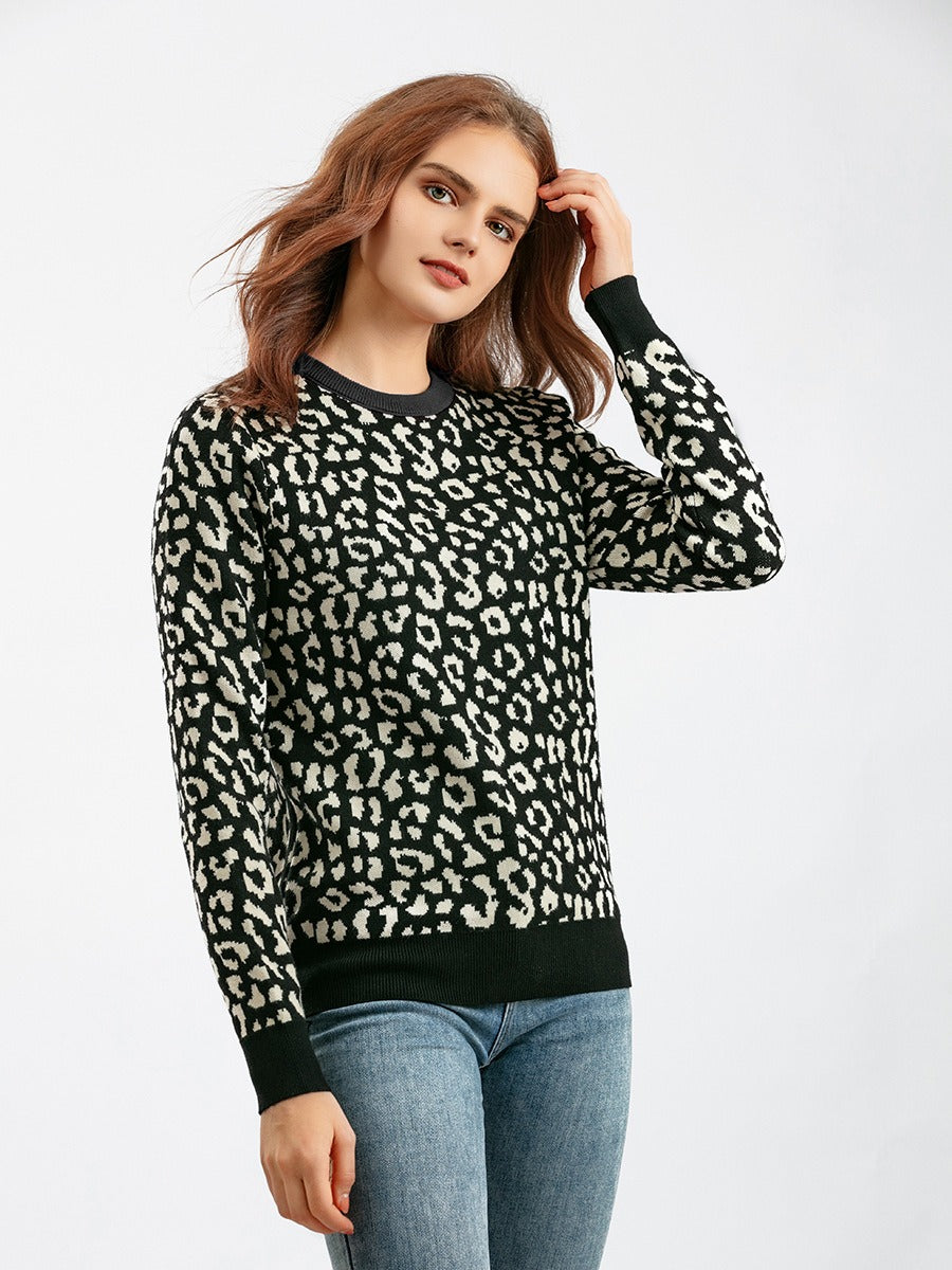 Damen Leoparden Jacquard Mode Wollmischungen Pullover