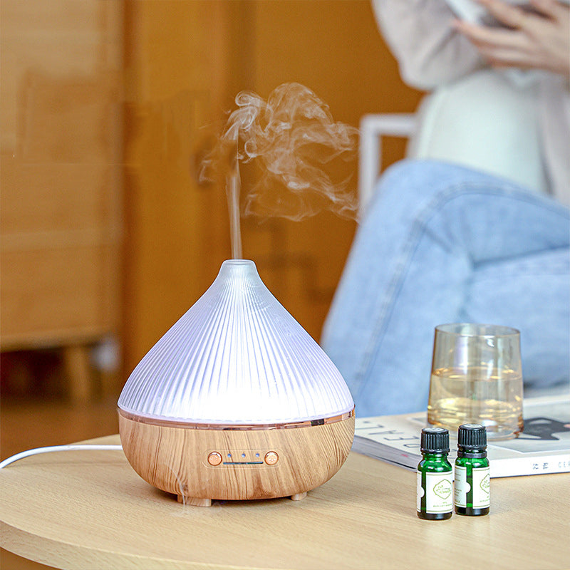 Desktop-Luftbefeuchter mit Holzmaserung, Zerstäubungs-Luftbefeuchter, multifunktionaler Aroma-Diffusor, Diffusor, Farbatmosphäre, Nachtlicht 