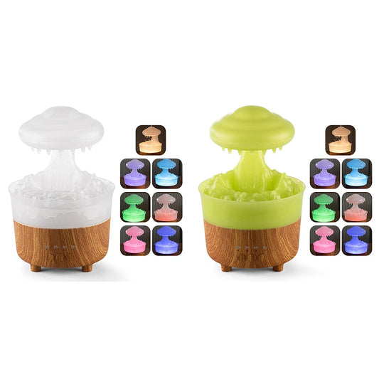 Rain Cloud Aroma Diffuser Stress Relief Water Drops Sounds Diffuser Rechargable with Romote Control for Sleeping Relaxing