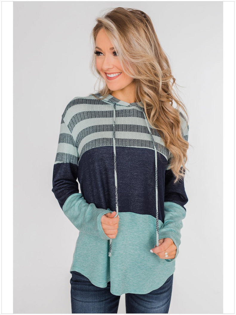 ChicLoose: New top with a loose design hoodie, pullover with long sleeves, contrast sweatshirt, and striped sweater for a stylish look.