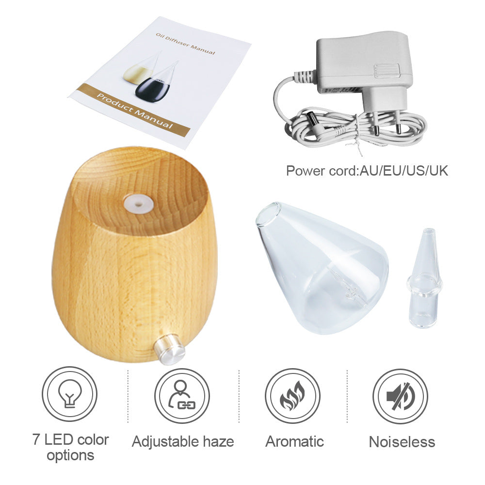 Aromatherapy Lamp Wholesale Solid Wood Handmade Glass Essential Oil Cold Spray Diffuser Air Purification and Humidification Dual-purpose Aroma Diffuser