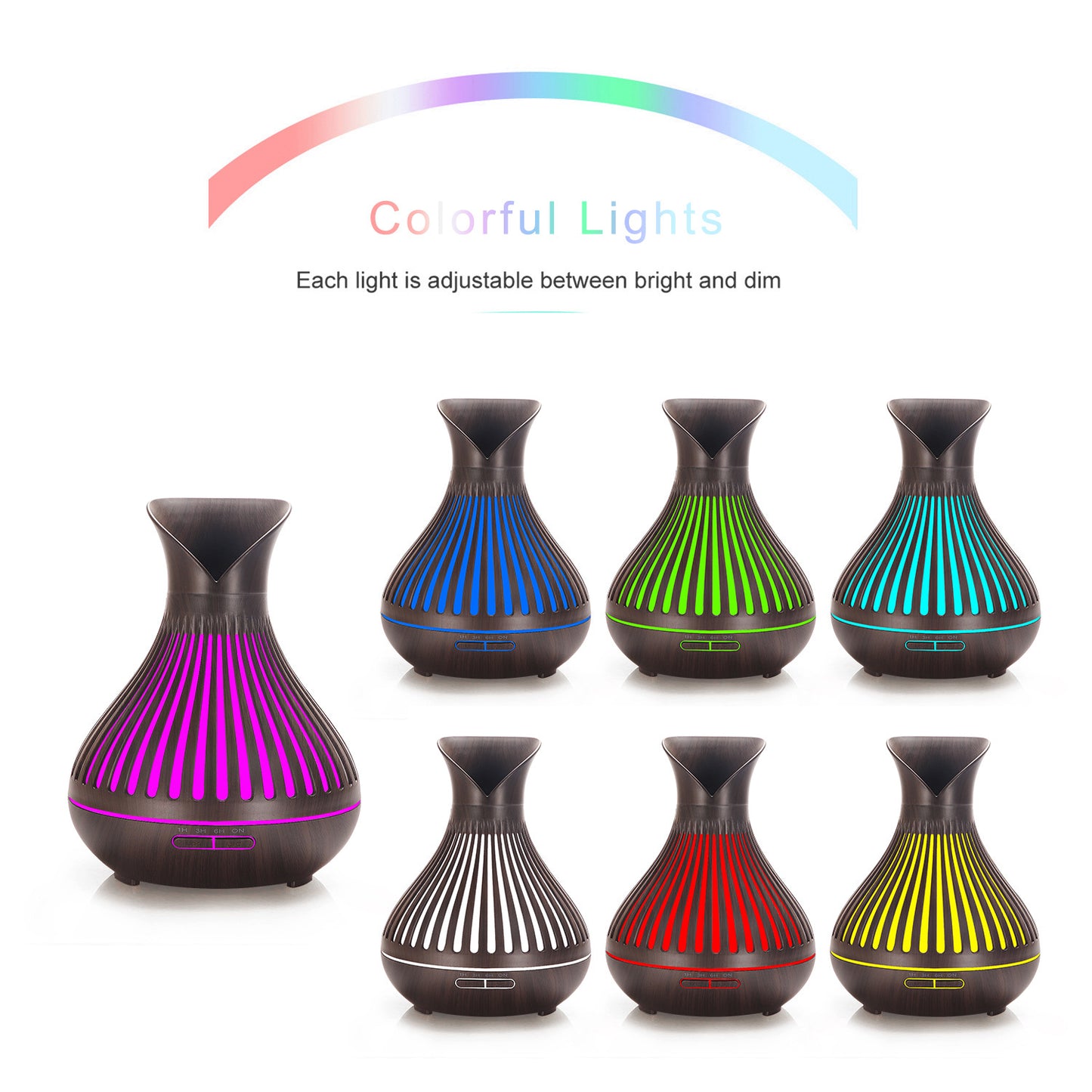 New Aroma Diffuser 500ml Wood Grain Humidifier Home Hollow Vase Humidifier Large Petal Aroma Diffuser