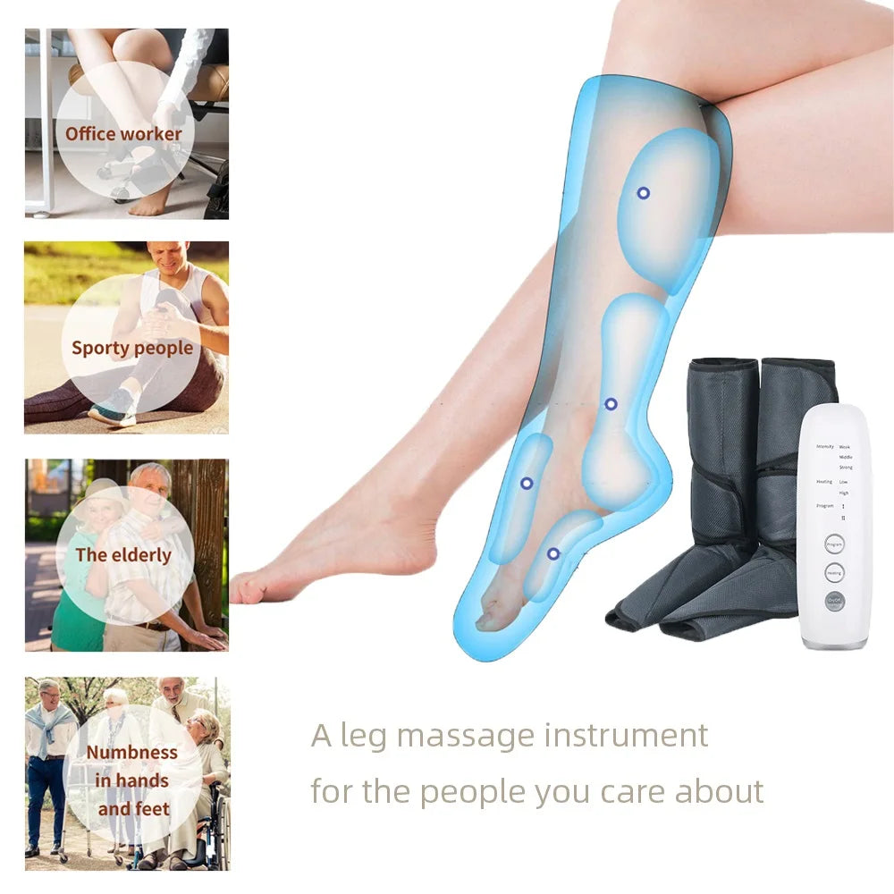 3D Airbags Compression Hot Compress Legs Massager Soothing Kneading Calf Massager Relax Ankle Heel Feet Relive Fatigue Machine