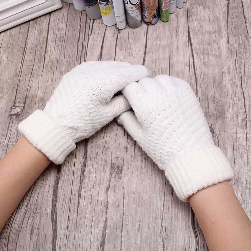 Miya Mona Heißer Verkauf Neue Frauen Warme Winter Gestrickte Vollfinger Handschuhe Fäustlinge Mädchen Weibliche Feste Wollhandschuhe Bildschirm Luvas