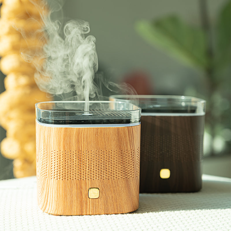 Kreativer Holzmaserung-Luftbefeuchter für Zuhause und Büro, Ultraschall, automatische Duftzerstäubung, ätherisches Öl, L18 Mini-Aroma-Diffusor 