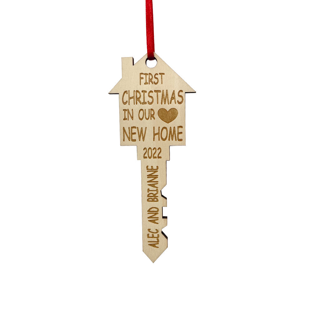 Personalized First Home Christmas Ornament Wooden Key Christmas Decoration Gift for Family