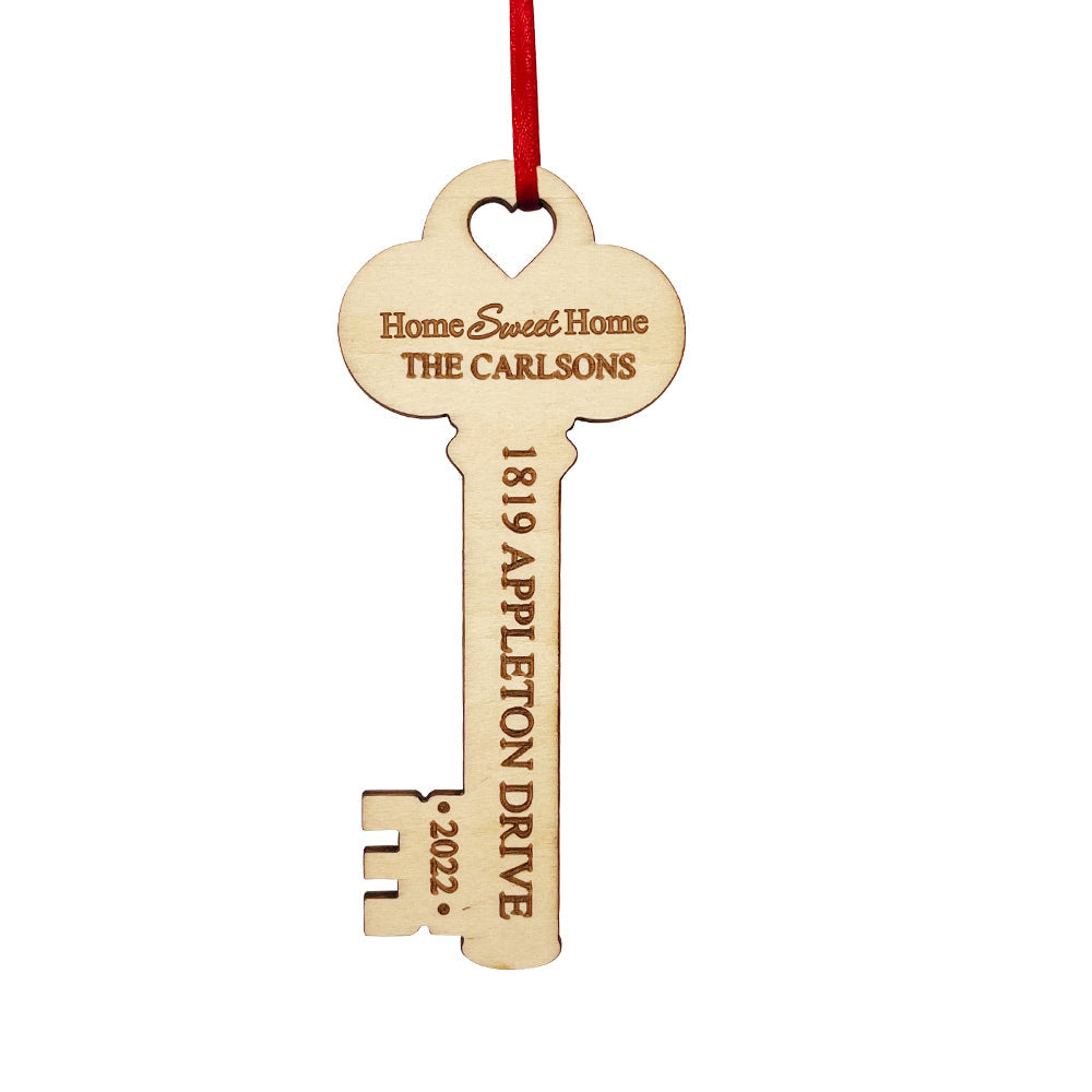 Personalized New Home Christmas Ornament Wooden Key Decoration for Housewarming Gift