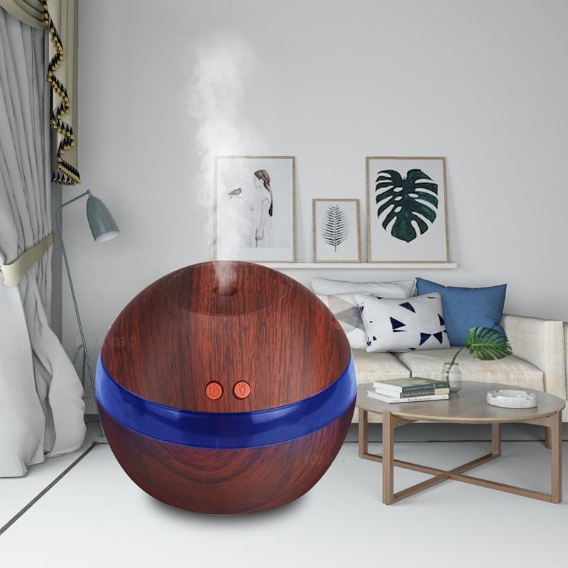 KBAYBO USB Ultrasonic Humidifier 290ml Aroma Diffuser Essential Oil Diffuser Aromatherapy Mist Maker with LED Light Wood grain