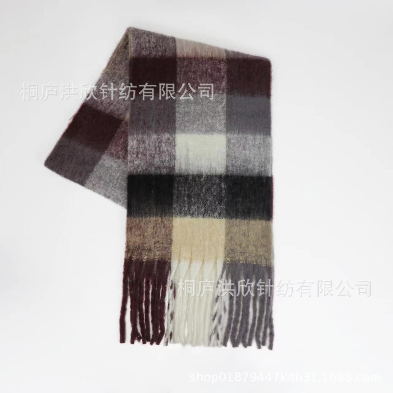 Men's and Women's Autumn and Winter Fashion Warm Rainbow Plaid Shawl Versatile Tassel Scarf