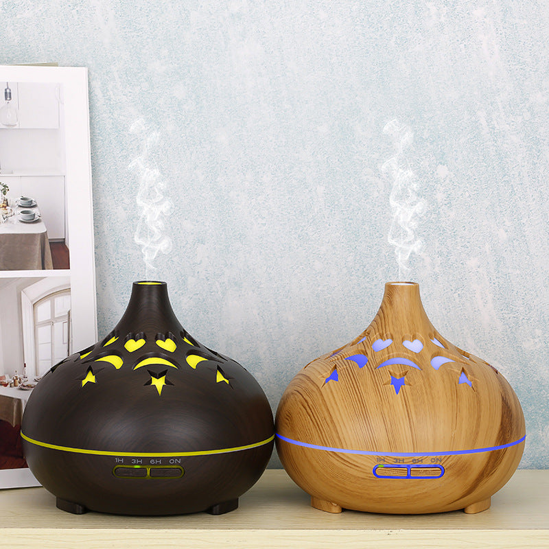 Large Capacity Wood Grain 122 Aroma Diffuser Hollow Humidifier Automatic Fragrance Desktop Home Essential Oil Ultrasonic