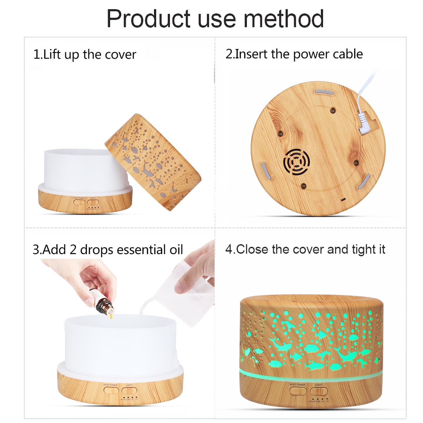 500ml Wood Grain Aroma Diffuser Ultrasonic Aroma Diffuser