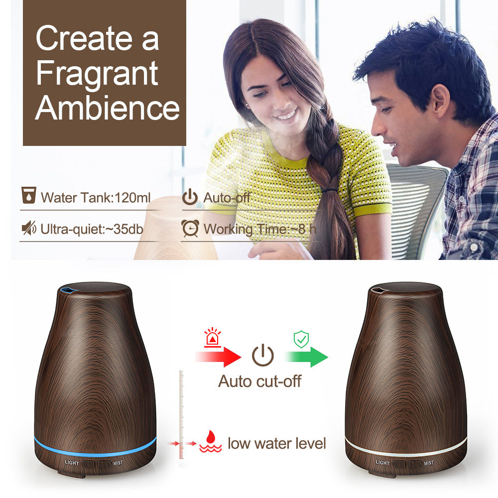 Air Home Humidifier Wood Grain Colorful Ultrasonic Aroma Diffuser 120ml Aroma Diffuser