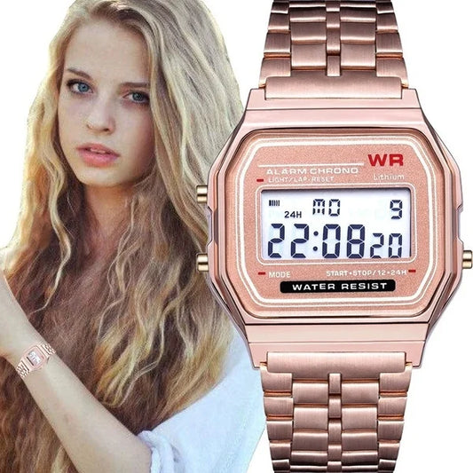 Mode Frauen Weibliche Männer Quarzuhr Wasserdichte LED Digital Business Uhren Gold Sport Armbanduhr Thanksgiving Weihnachten Geschenk