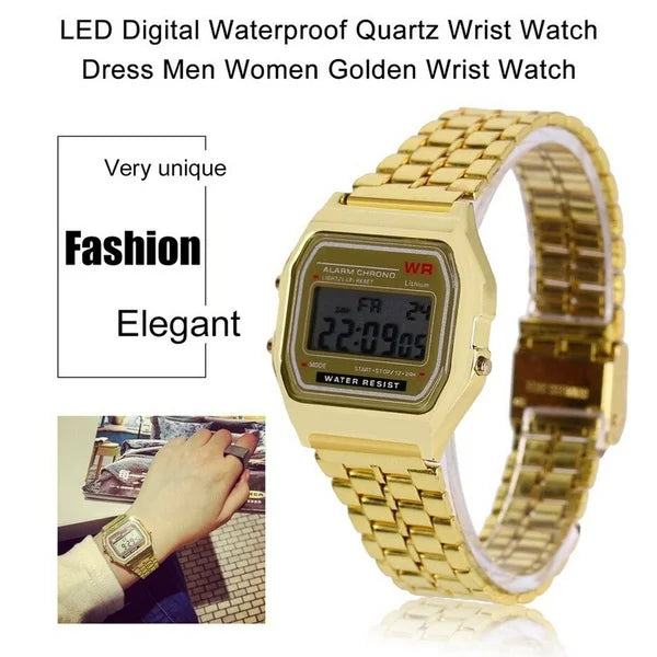 Mode Frauen Weibliche Männer Quarzuhr Wasserdichte LED Digital Business Uhren Gold Sport Armbanduhr Thanksgiving Weihnachten Geschenk