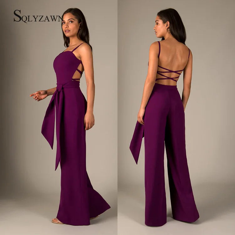 Fashion Women Summer Rompers Women's Jumpsuit Long Elegant Backless Sleeveless High Waist Long Pants Party Night Slim Overalls