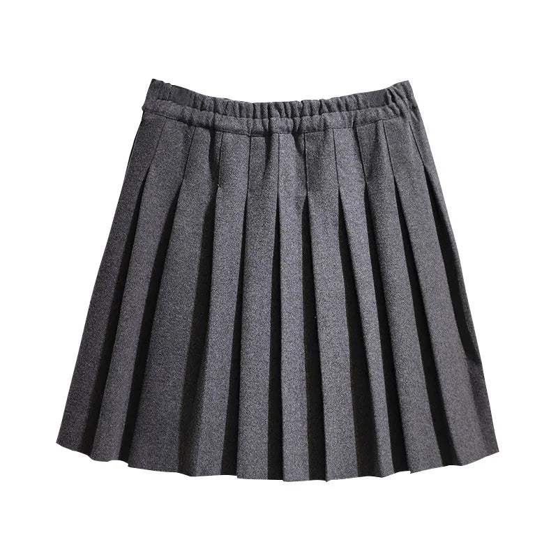 New Ladies Autumn Winter Plus Size Mini Skirt For Women Large A-line Black Gray Woolen Thick Pleated Skirts 3XL 4XL 5XL 6XL 7XL