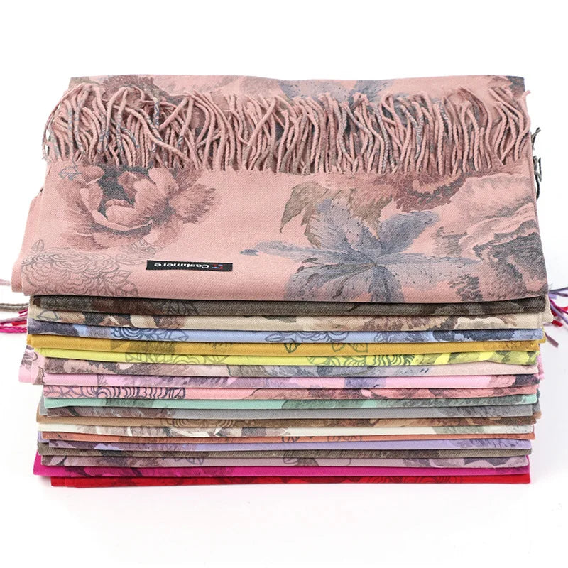 Luxury Brand Cashmere Women Scarf Printed Winter Warm Shawls Pashmina Tassel Scarves Long Thicken Blanket Female Bandana Foulard