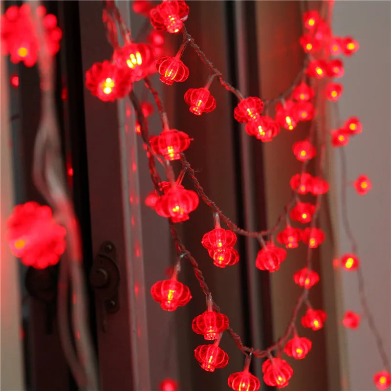 Red Lantern Chinese Knot LED String Lights Christmas Battery Operated Wedding Decorations Chinese New Year Decor 3 m 20 Lights