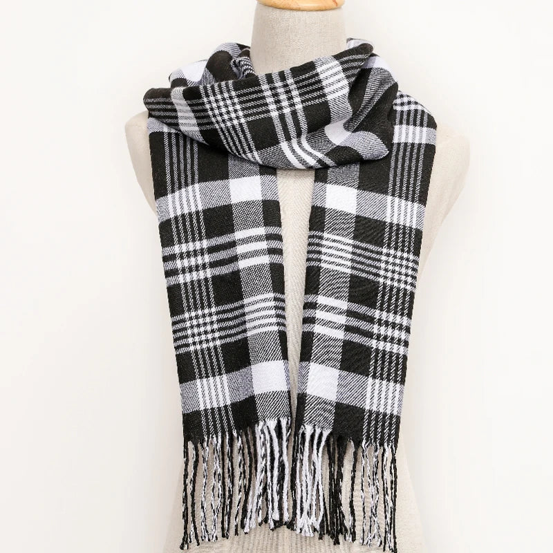 185*35cm Plaid Winter Scarf Women Warm Fashion Cashmere muffler hijab wrap pashmina shawl headcloth female men unisex girl lady