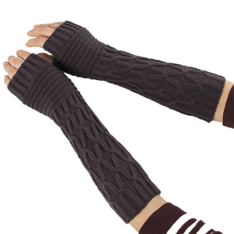 New Autumn and Winter Knitted Half Finger Open Fingered Gloves Wool Gloves Folding Warm arm Cover For Men and Women