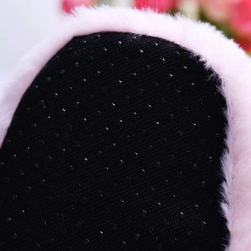 Cute Cartoon Alpaca Indoor Slippers Women Winter Home Floor Shoes Female Warm Faux Fur House Slipper Soft Sole Slides SH466