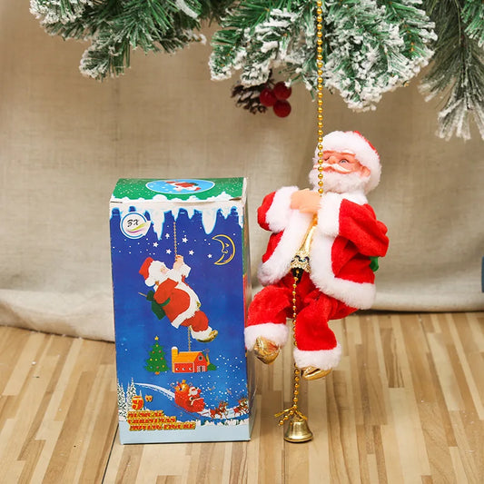 2024 Santa Claus Climbing Ladder Electric Santa Claus Doll Christmas Tree Hanging Ornament Outdoor Indoor Door Wall Decoration