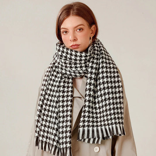 Brand Blanket Scarf for Women plaid Black and White Houndstooth Cashmere Warm Thick Long Pashmina Women Shawls and Scarves