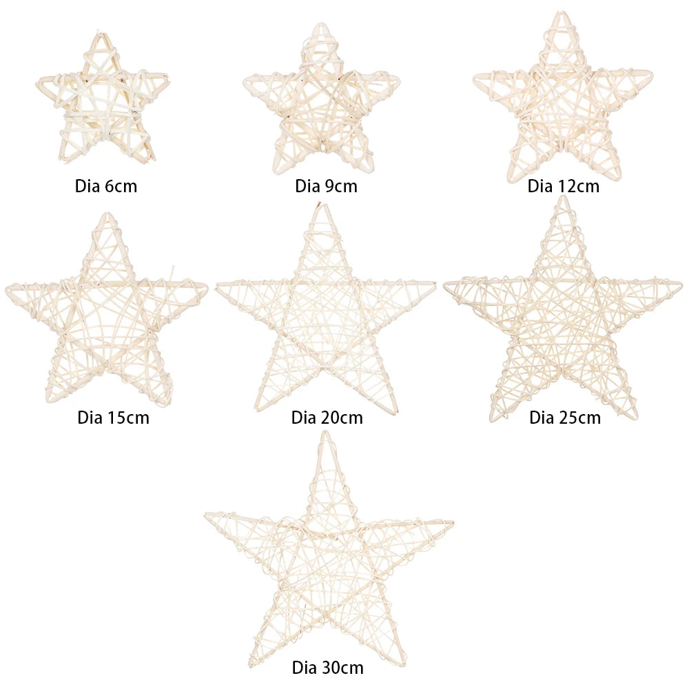 1/10PCS DIY Rattan Wood Star for Wedding Birthday Party Decoration New Year Kids Gift Toys Christmas DIY Craft Decor Supplies