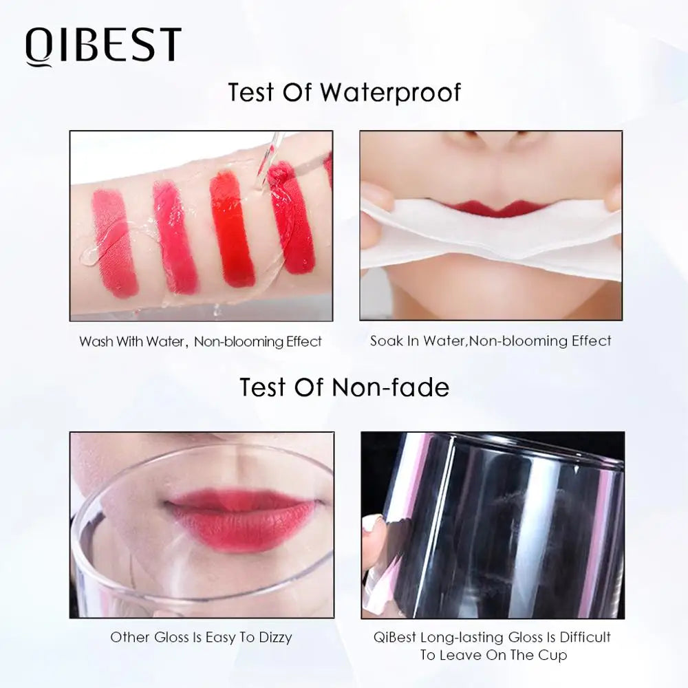 QIBEST Matte Lipgloss Lippen Make-up 34 Farben Velet Nude Wasserfester Lipgloss Matte Lippenstift Flüssiger Lippenstift Langanhaltende Lippentönung