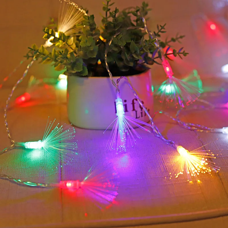 2022 New Years Christmas Tree Fiber Firework LED Lights Battery With Wedding Garden Light String Home Party Holiday Decoration