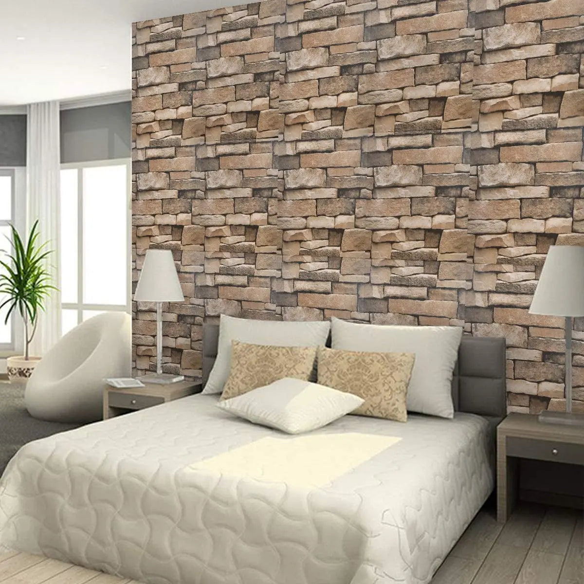 Stone Peel and Stick Contact Paper Faux Textured Stone Look Wallpaper Self Adhesive Removable Wall Covering for Livingroom