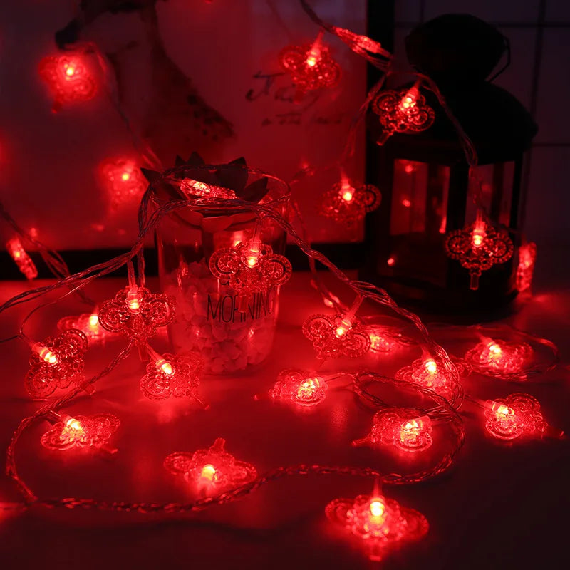 Red Lantern Chinese Knot LED String Lights Christmas Battery Operated Wedding Decorations Chinese New Year Decor 3 m 20 Lights