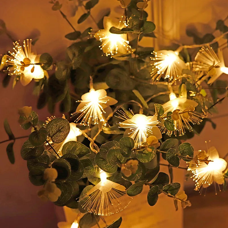 2022 New Years Christmas Tree Fiber Firework LED Lights Battery With Wedding Garden Light String Home Party Holiday Decoration