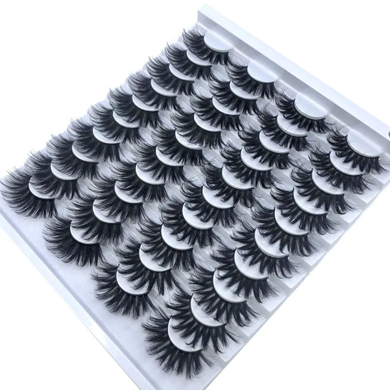 20 Pairs 18-25 mm 3d Mink Lashes Bulk Faux Thick Long Wispy Natural Mink Lashes Pack Short Wholesales Natural False Eyelashes