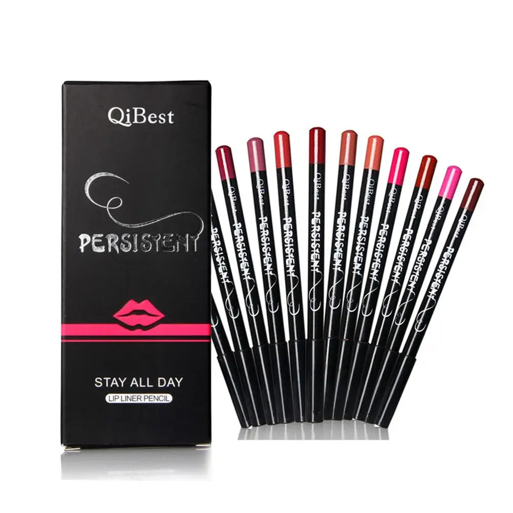 QIBEST 12Colors Lip Liner Lip Makeup Long-lasting Matte Lipliner Pencil Waterproof Moisturizing Lipstick Contour Cosmetics TSLM2