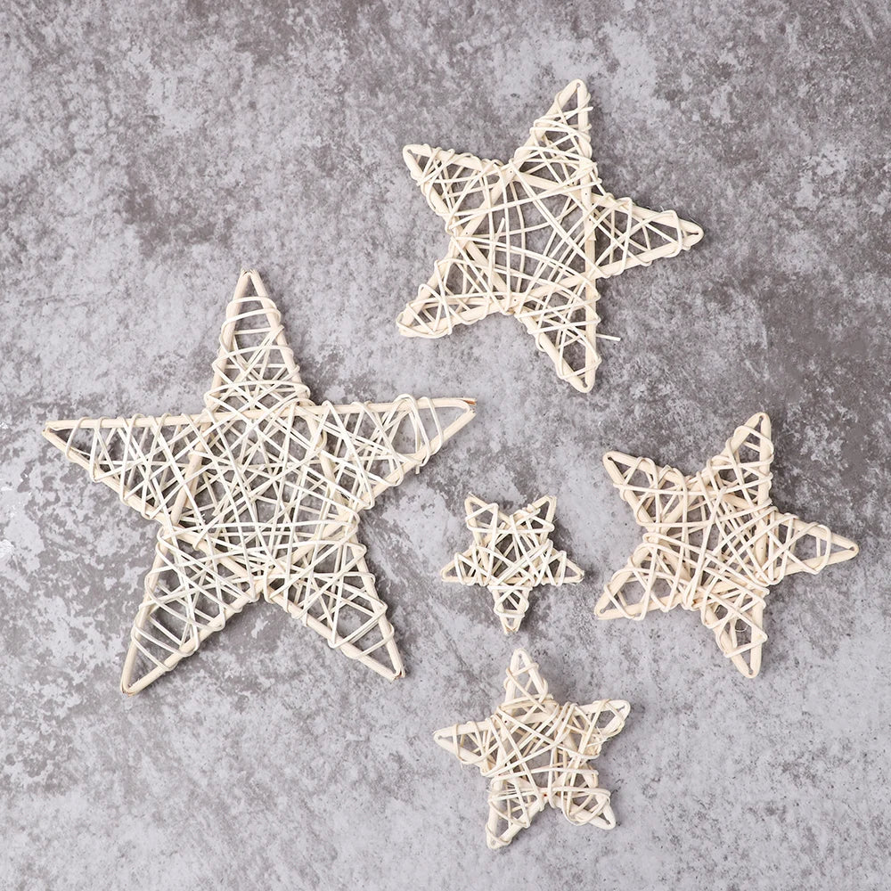 1/10PCS DIY Rattan Wood Star for Wedding Birthday Party Decoration New Year Kids Gift Toys Christmas DIY Craft Decor Supplies