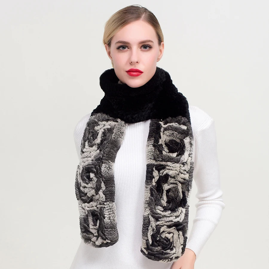 ZDFURS* 2019 new Women Luxury Long rex Rabbit Fur Scarf Winter Keep Warm Natural Fur Muffler New Arrival scarves